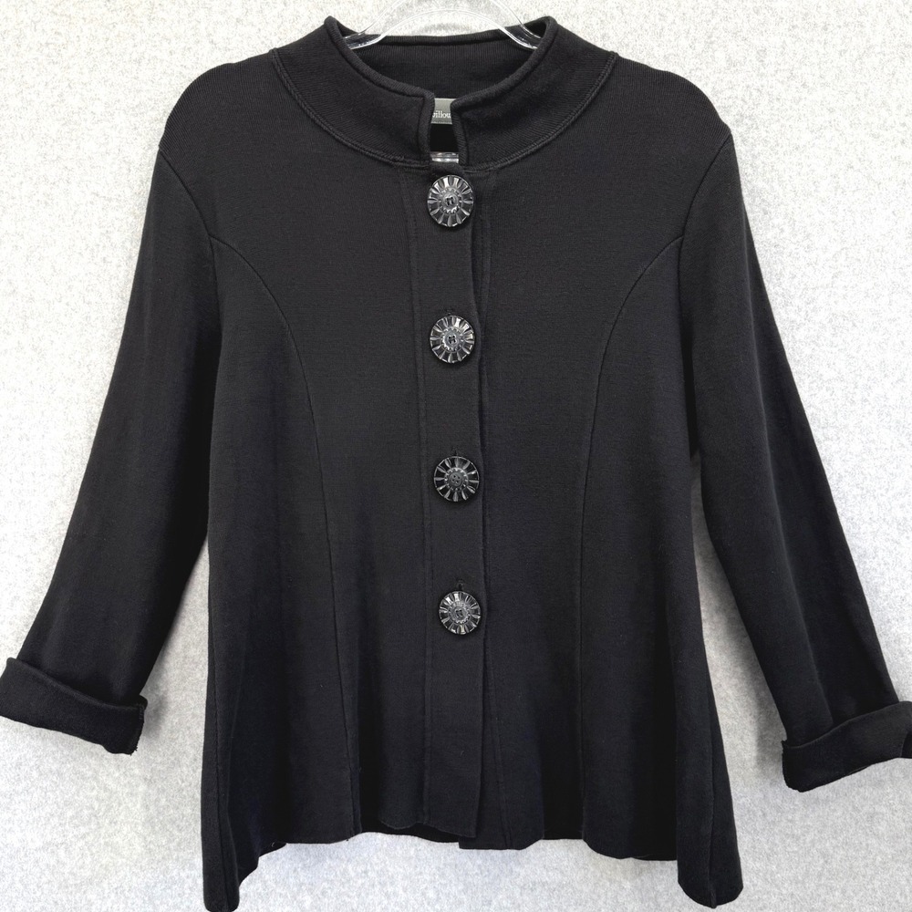 Willow Women S Black Jacket Blazer‎ Button Details Pockets Lagenlook Cotton